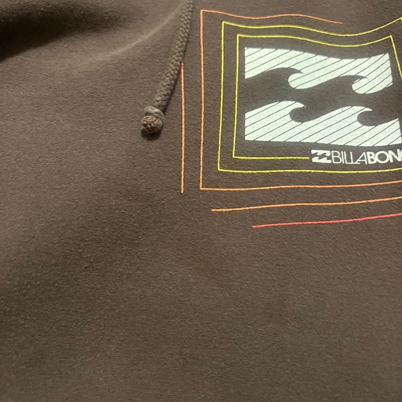 Y2K Billabong Surf Hoodie Mens Small Brown Pullover Sweatshirt Logo Graphic - Picture 4 of 7